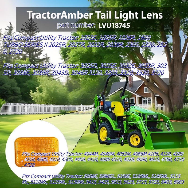 Dgdhf Replacement Amber Tail Light Lens LVU18745 Fits John Deere 1023E 1025R 1026R 2025R 2027R 2032R 2038R 2305 2320 2520 Tractor (Set of 2) - Image 4